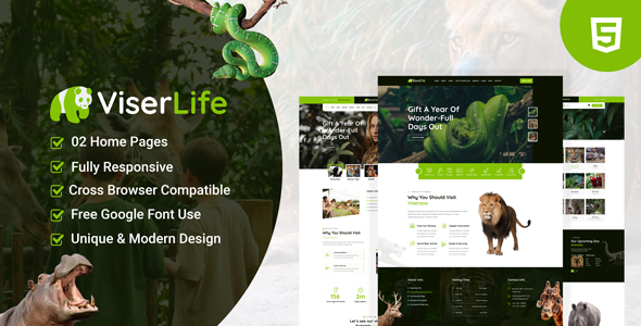 Excellent ViserLife - Zoo & Safari Park HTML Template