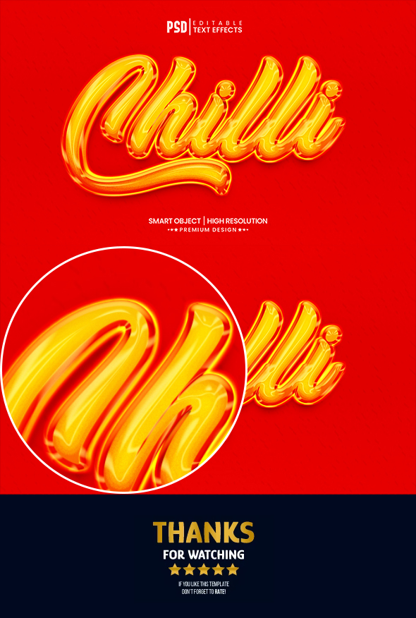 Chilli 3d text effect editable layer style mockup template
