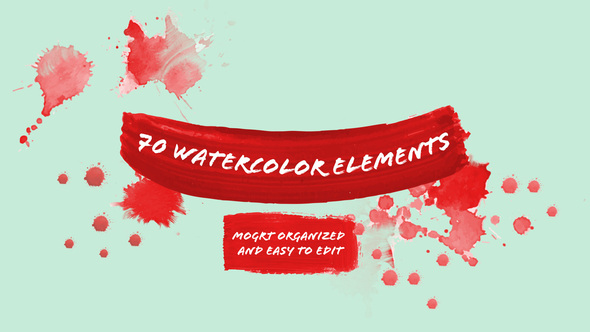 70 Watercolor Animated Elements - MOGRT