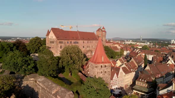 Nuremberg Cityscape Aerial View From City Castle on a Beautiful Sunset alt