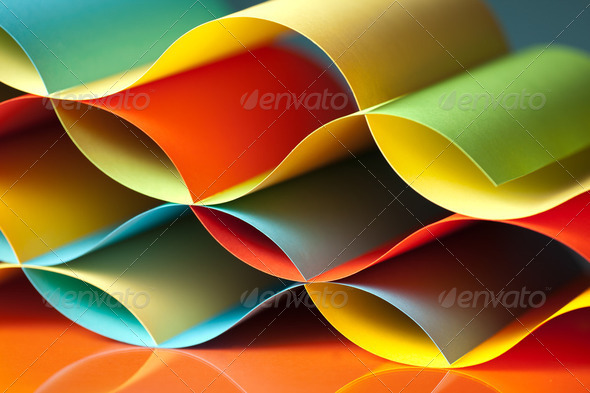 detail of waved colored paper structure - Stock Photo - Images