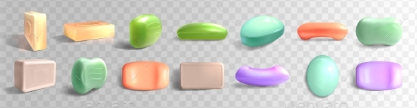 3d Vector Realistic Colorful Solid Soap Bars