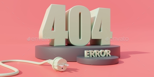 404 ERROR. Website Page not found Sign, Webpage connection fail. 3d render