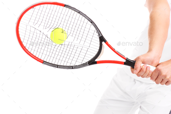 Tennis racket with broken strings
