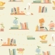 Seamless Pattern with Cute Animals Reading Books