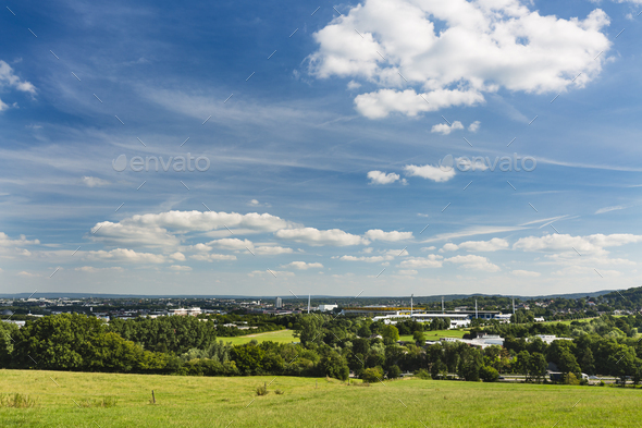 Aachen Stadium View With Deep Blue Sky - Stock Photo - Images