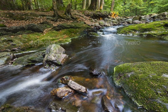 Green Mountain Stream Long Exposure - Stock Photo - Images