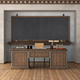 Empty retro classroom with blackboard and teacher&#39;s desk - PhotoDune Item for Sale