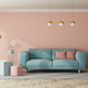 Modern living room interior with sofa on empty pastel color wall - PhotoDune Item for Sale