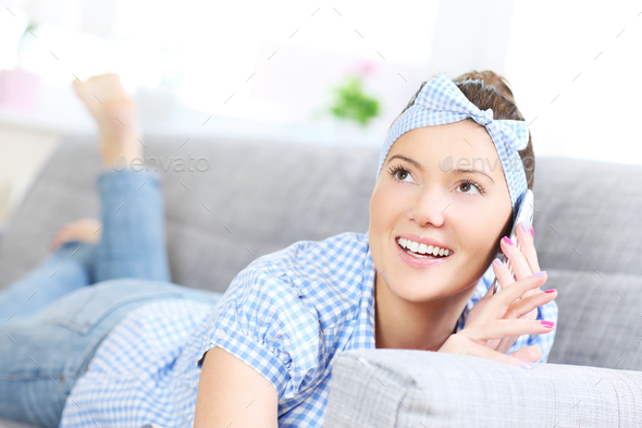 Talking on the cell phone - Stock Photo - Images