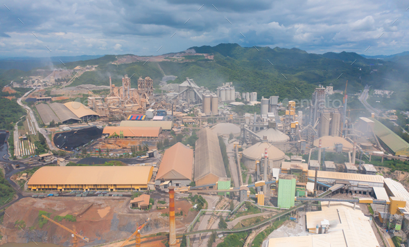 Aerial top view of industrial factory or plant. architecture building ...