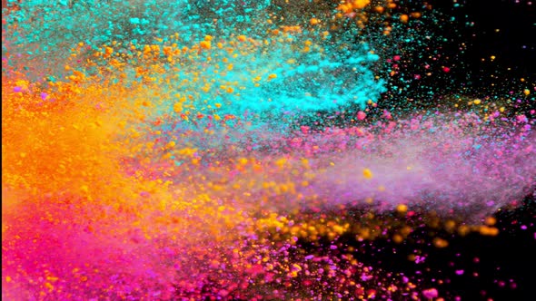 Super Slow Motion Shot of Color Powder Explosion Isolated on Black Background at 1000Fps alt