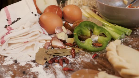 Man Cooking Empanadas Argetinian Pie Traditional Bakery From Argentina Chef Filling Dough in Home alt