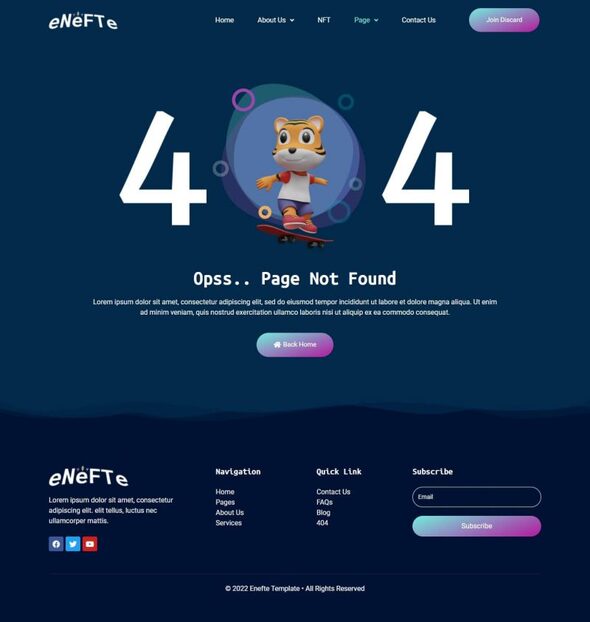 Enefte - NFT Portfolio Elementor Template Kit