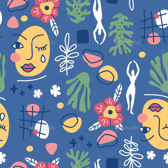 Seamless Pattern with Abstract Geometric Shapes 