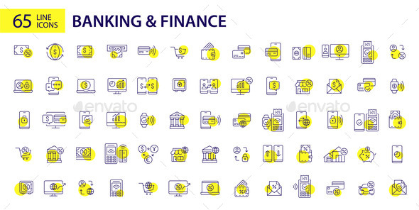 65 Banking and Finance Pixel Perfect Editable