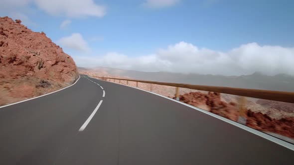 Driving a car with attached action cam in Teide National Park Tenerife alt