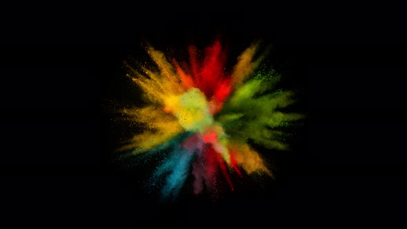 Super Slow Motion Shot of Color Powder Explosion Isolated on Black Background at 1000Fps alt