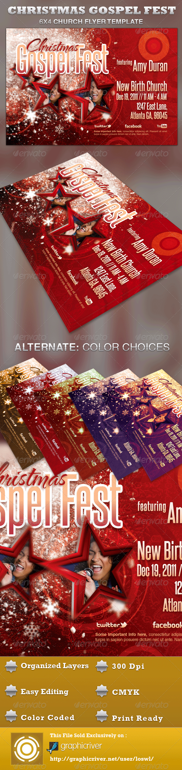 Christmas Gospel Fest Church Flyer Template - Church Flyers