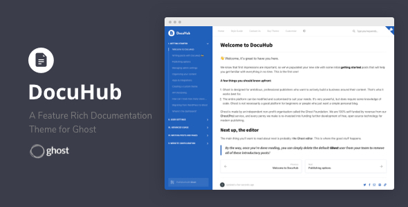 DocuHub - A Modern Documentation Theme for Ghost