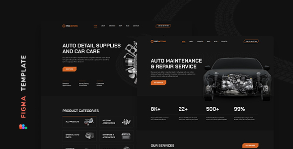 ProMotors – Car Service and Detailing Template for Figma