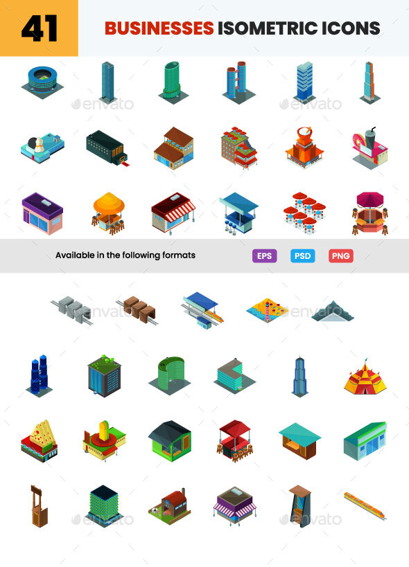 Businesses Isometric Icons
