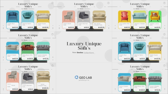 Luxury Unique Sofas Slideshow l Home Décor Products Video Displays template preview