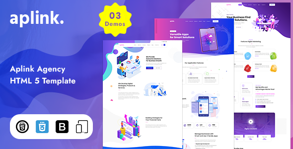Excellent Aplink - Creative HTML5 Template for Saas, Startup & Agency