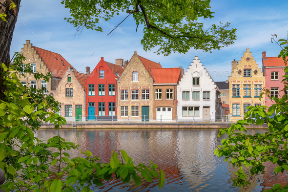 Potterierei embankment in Brugge, Belgium - Stock Photo - Images