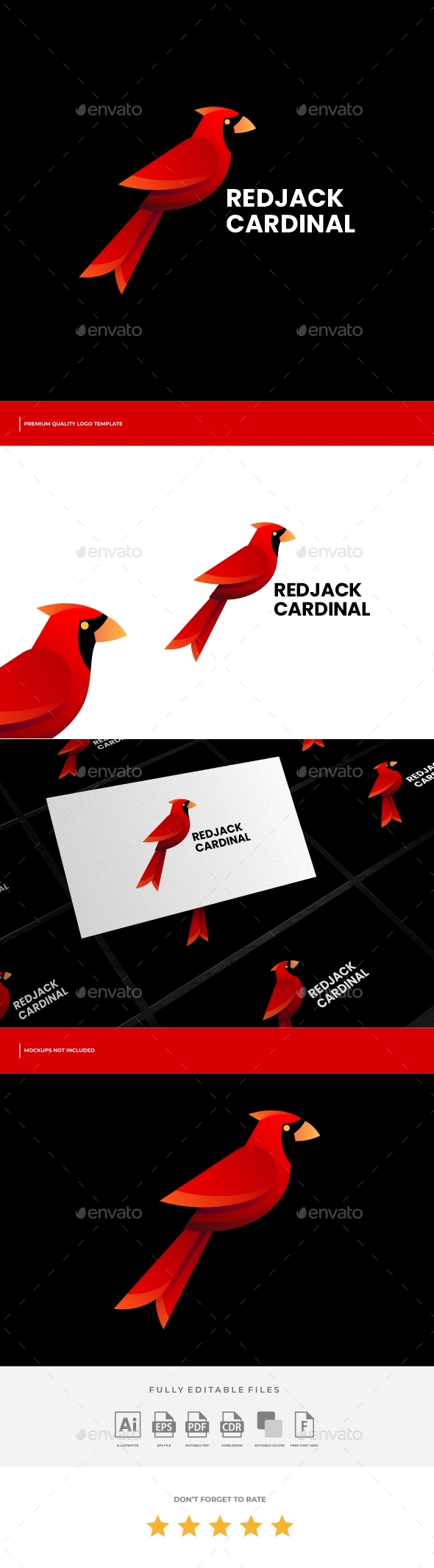 Cardinal Bird Gradient Logo Template
