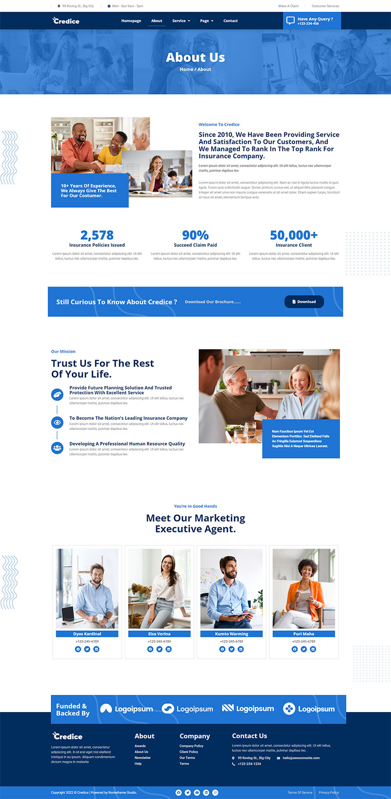 Credice - Insurance Agency Elementor Pro Full Site Template Kit by ...