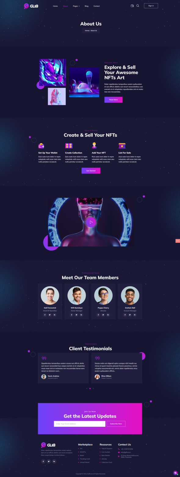 Glib | NFT Marketplace Elementor Pro Template Kit