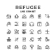 Set Line Icons of Refugee