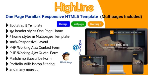 HighLine - One Page Parallax Responsive HTML5 Template