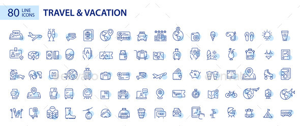 Big Set of Travel and Vacation Related Icons