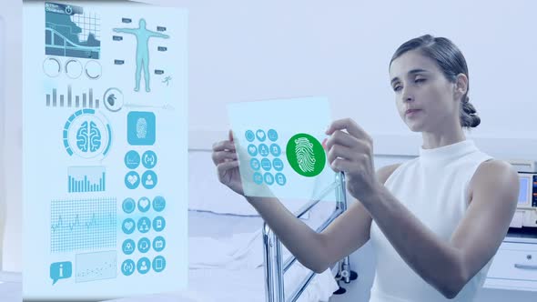 Woman using digital screen alt