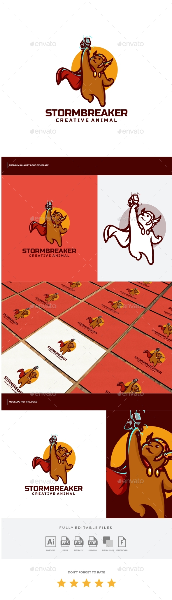 Bear Stormbreaker Cartoon Logo Template