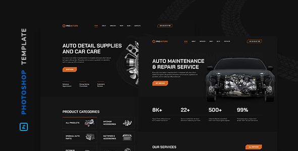 ProMotors – Car Service and Detailing Template for Photoshop