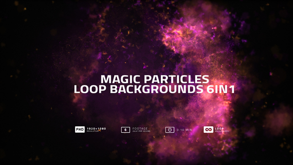 Magic Fire Particles Loop Backgrounds Pack 6in1