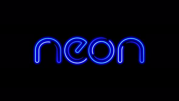 Abstract seamless 4K video animation of blue neon lines text logo word NEON animation alt