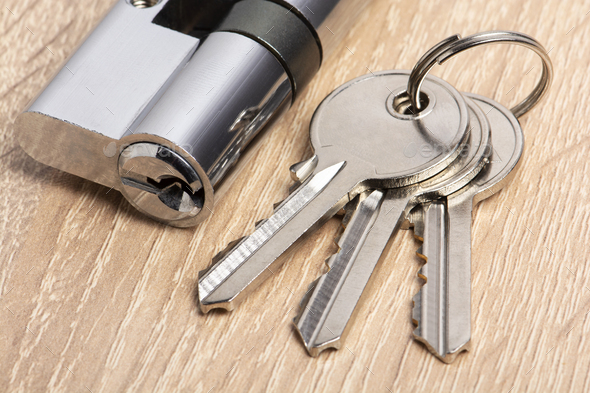 Key cylinder with keys - Stock Photo - Images
