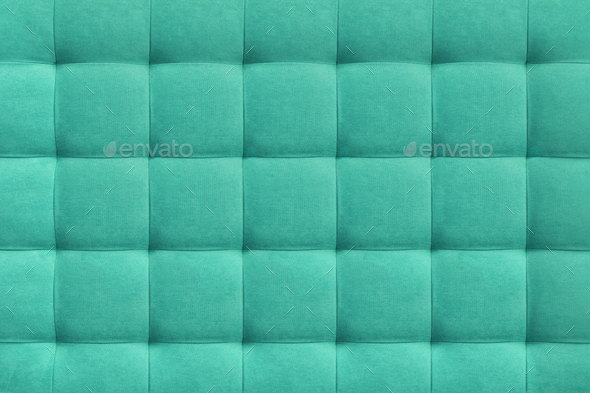 Turquoise suede leather background, classic checkered pattern for furniture, wall, headboard - Stock Photo - Images