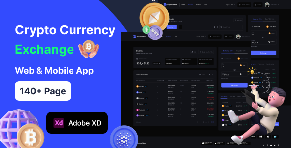 Crypto Planet - Crypto Trading Exchange UI Template In XD