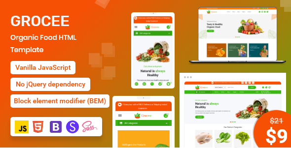 Grocee - Organic Food eCommerce HTML Template