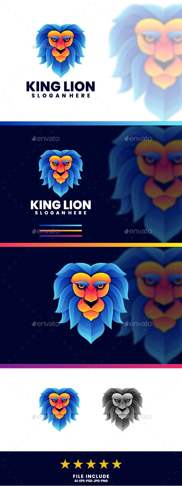 King Lion Colorful Logo