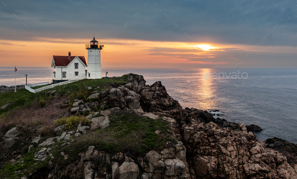 A Lighthouse in Maine  - Stock Photo - Images