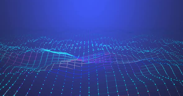 Digital blue background with dots and lines. Network connection structure. Big data visualization. S