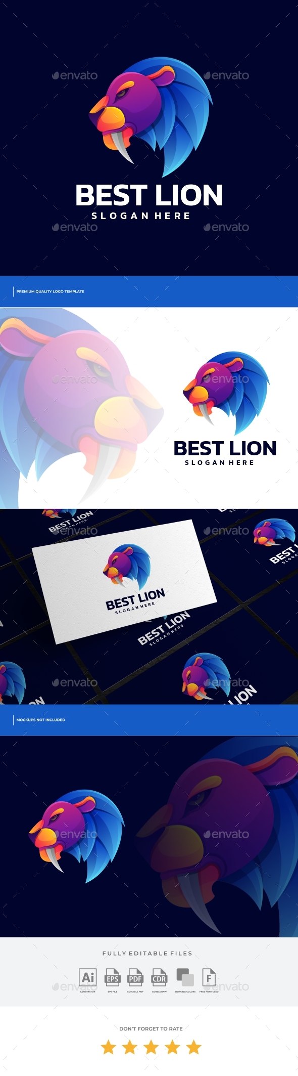Lion Gradient Colorful Logo Template