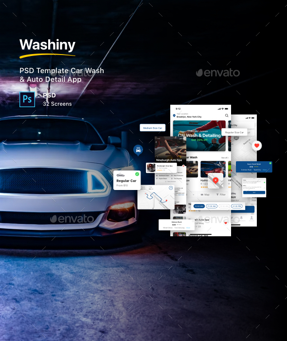Washiny - PSD Template Car Wash & Auto Detail App