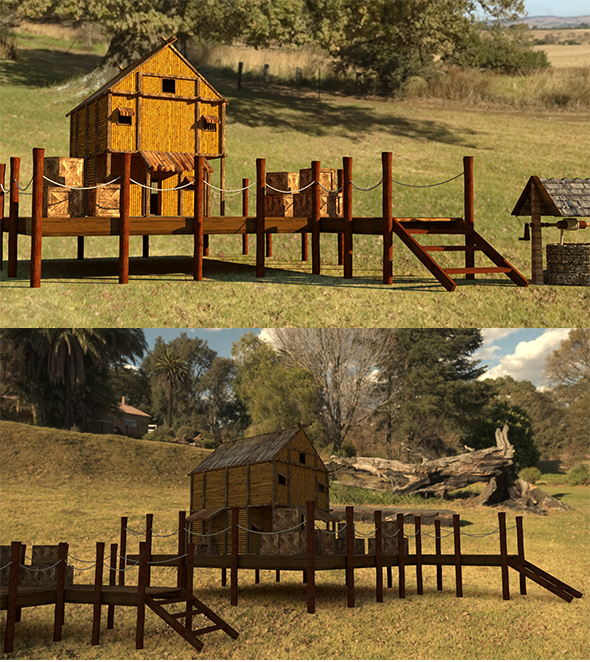 Modular Village House - Game Ready 3D model